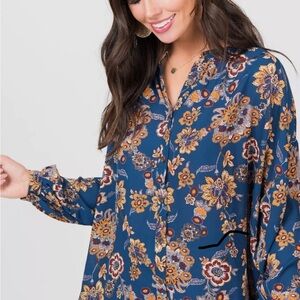 Agnes & Dora Peasant Top Long Sleeve Denim Gold